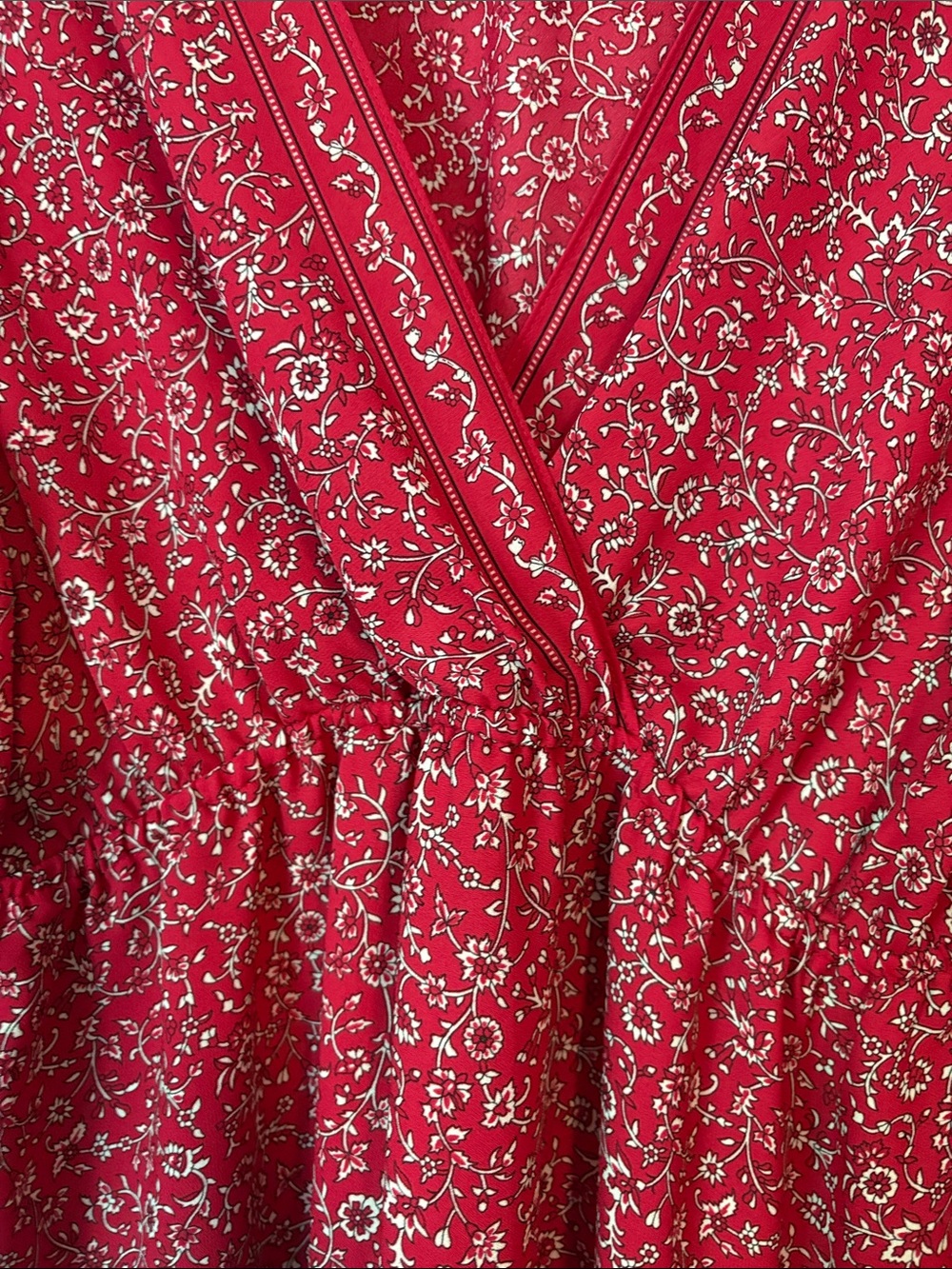 Max Studio Red Floral Wrap-Style Mini Dress Size Medium-Large - Picture 10 of 12